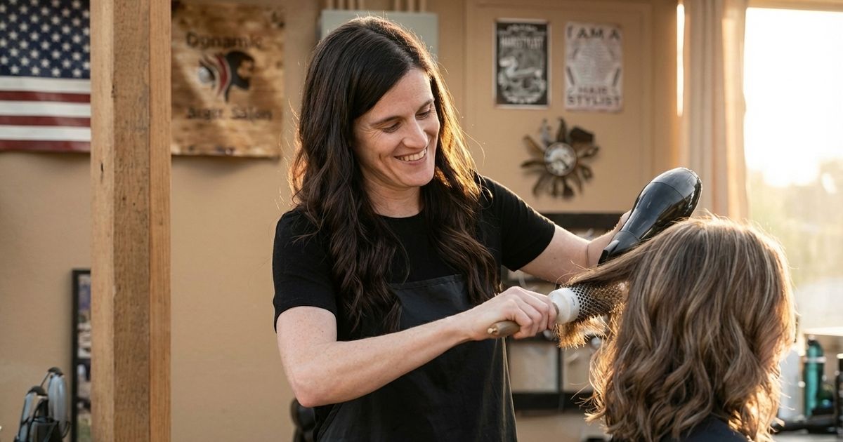 Stylist finishing a soft, textured wave